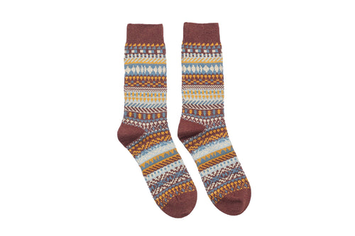 Layer Geometric Socks - Brown - Socks Apparel | The Original Socks